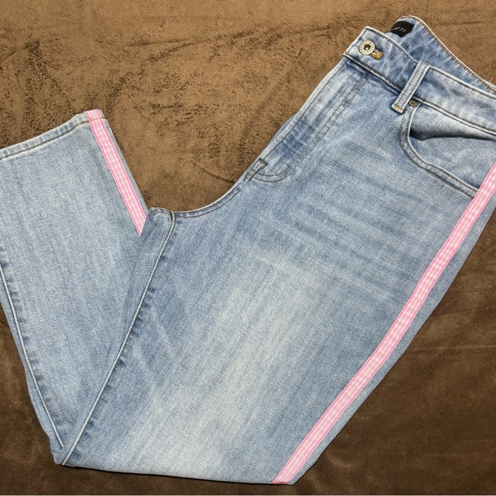 Talbot Modern Ankle Jean with Pink & White Stripe Size 10 *FLAW shown in photo*